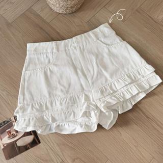 (HAVANA) Quần đùi jeans MOLLY viền bèo phối đai bản QJ424