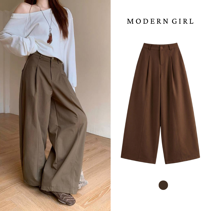 Quần Ống Rộng Kaki Nhật, Quần Kaki Có Khoá Kéo Nửa Lưng Chun Phong Cách Hàn Quốc ModernGirl | BigBuy360 - bigbuy360.vn