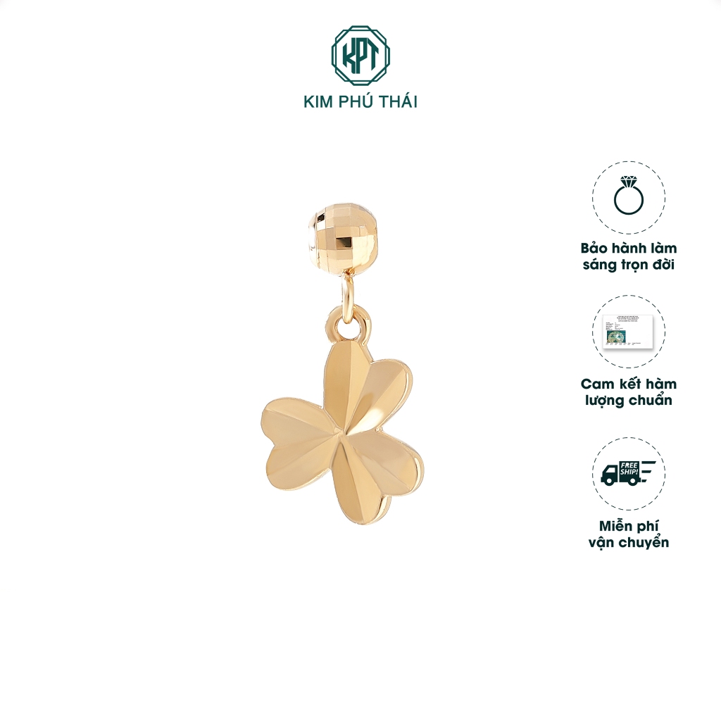 Charm Unisex KIM PHÚ THÁI Vàng 10K Thiết Kế Cỏ 3 Lá Phay Thanh Lịch, Tinh Tế – C19