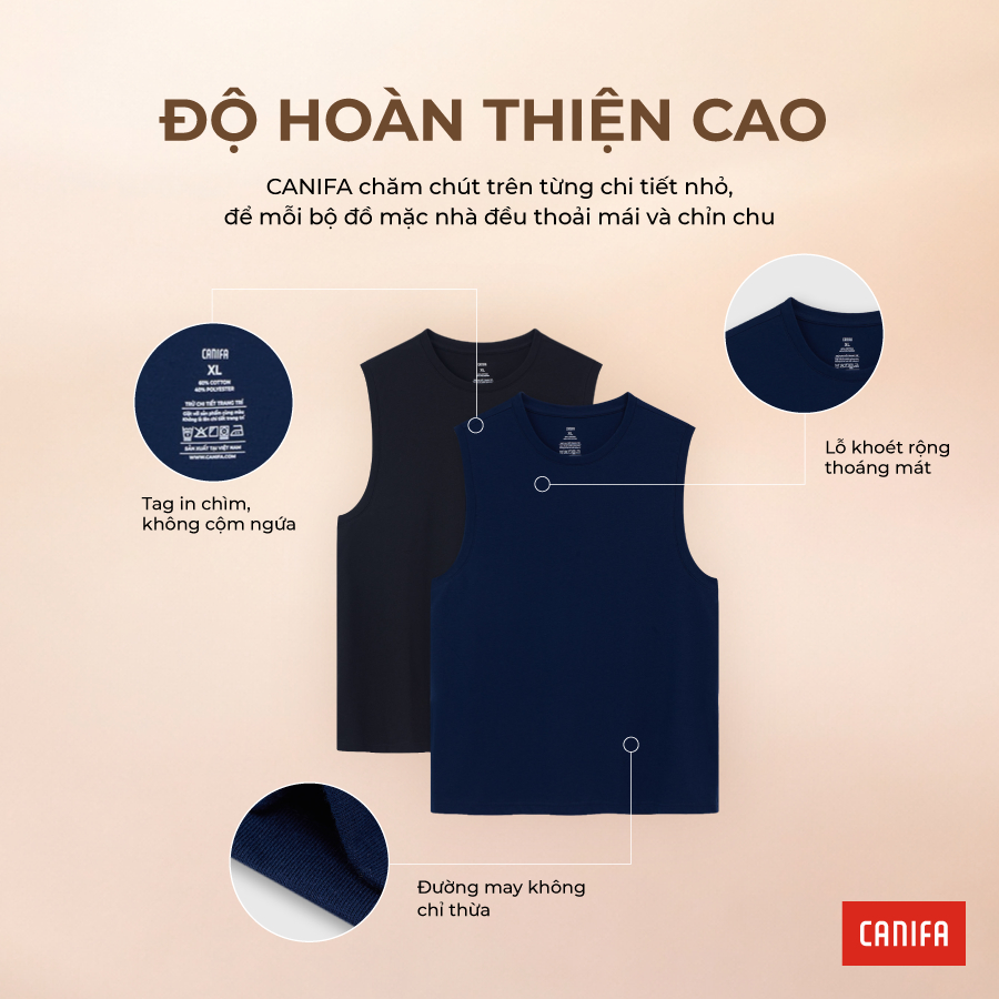 Combo 2 áo ba lỗ nam CANIFA áo mặc nhà sát nách PS26 8LA26A003