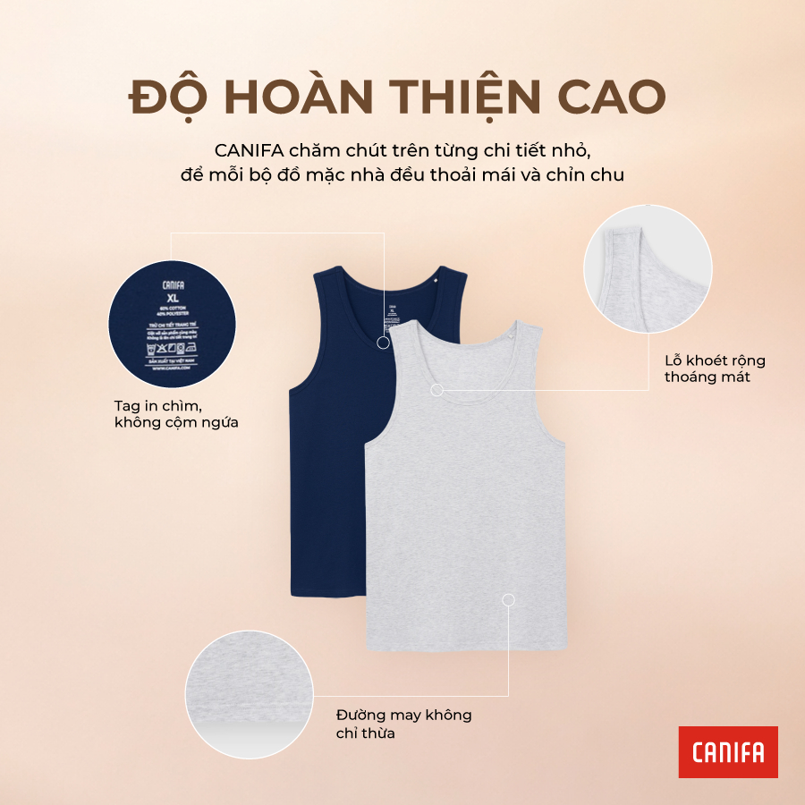 Combo 2 áo ba lỗ nam CANIFA áo mặc nhà chất liệu Cotton USA chuẩn OEKO-TEX 8LA26A002