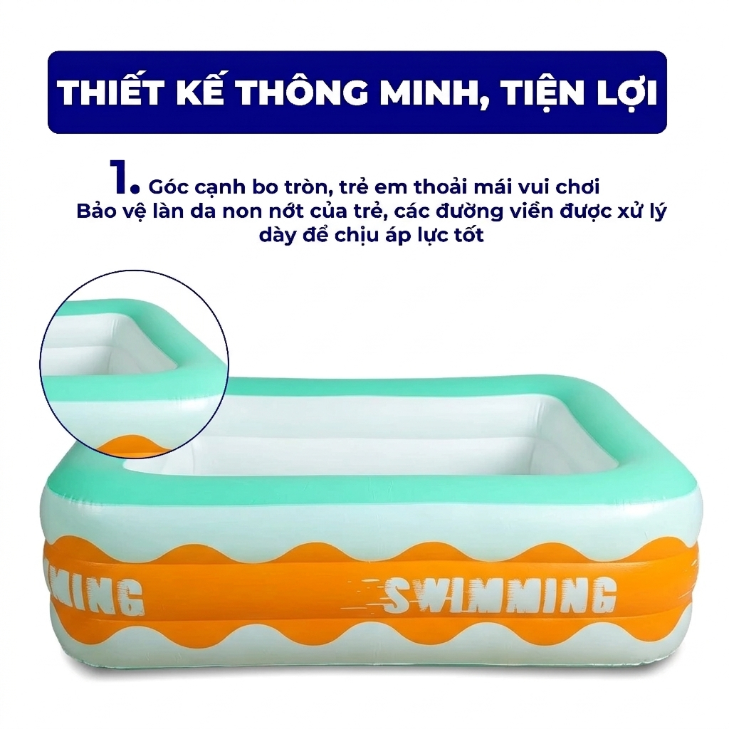 [Giá Rẻ] Bể Bơi Cho Bé Trong Nhà Agnite Hồ Bơi 3 Tầng Tự Gấp Gọn Gàng Chất Liệu An Toàn Dày Dặn Đáy Chống Trơn Trượt