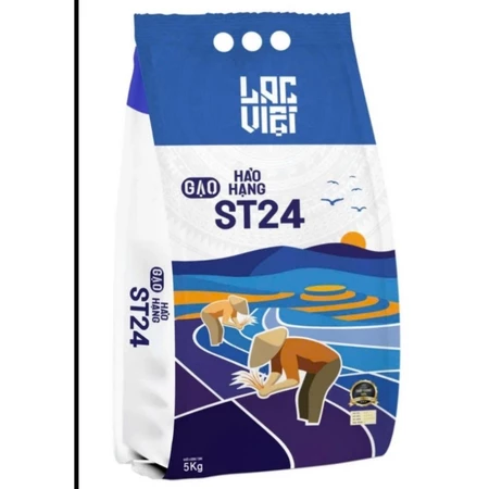 Gạo LẠC VIỆT Nhập Khẩu ST24(Bao 5kg) – Hạt Gạo Trắng Trong, Cơm Dẻo Thơm, Vị Ngọt Đậm Đà