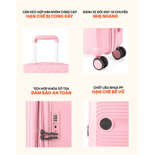 Combo 2 Vali Kéo MIAvn Pisani DEMILI - Size 20/24/28 Nhựa PP Bền Bỉ, Dây Kéo Đôi, Ngăn Nới Rộng, Bảo Hành Trọn Đời