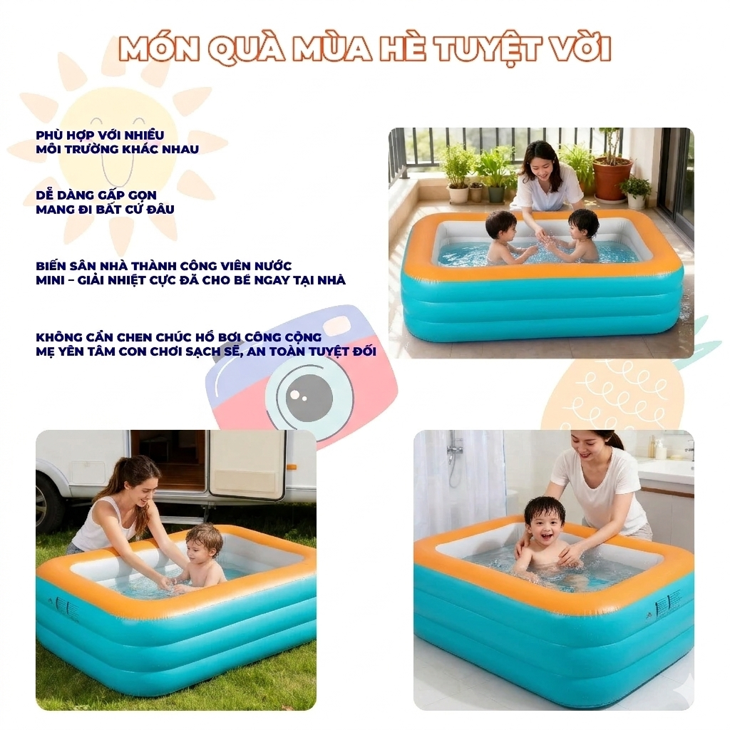 [Giá Rẻ] Bể Bơi Cho Bé Trong Nhà Agnite Hồ Bơi 3 Tầng Tự Gấp Gọn Gàng Chất Liệu An Toàn Dày Dặn Đáy Chống Trơn Trượt