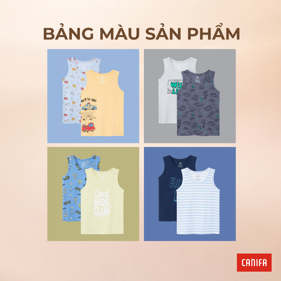 Combo 2 áo mặc nhà bé trai CANIFA áo thun ba lỗ thoáng khí mềm mịn in họa tiết PS26 2LA26S001