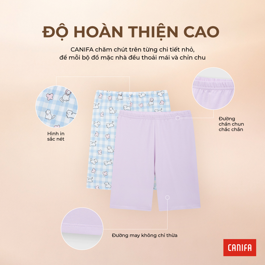 Combo 2 quần mặc nhà bé gái CANIFA dáng legging form vừa chất liệu mềm mịn mát PS26 1LA26S005