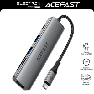 Bộ Hub USB-C 6 trong 1 ACEFAST J18 – Xuất hình 4K 60Hz, Sạc nhanh PD 90W, Dock mở rộng kèm khe thẻ SD/TF