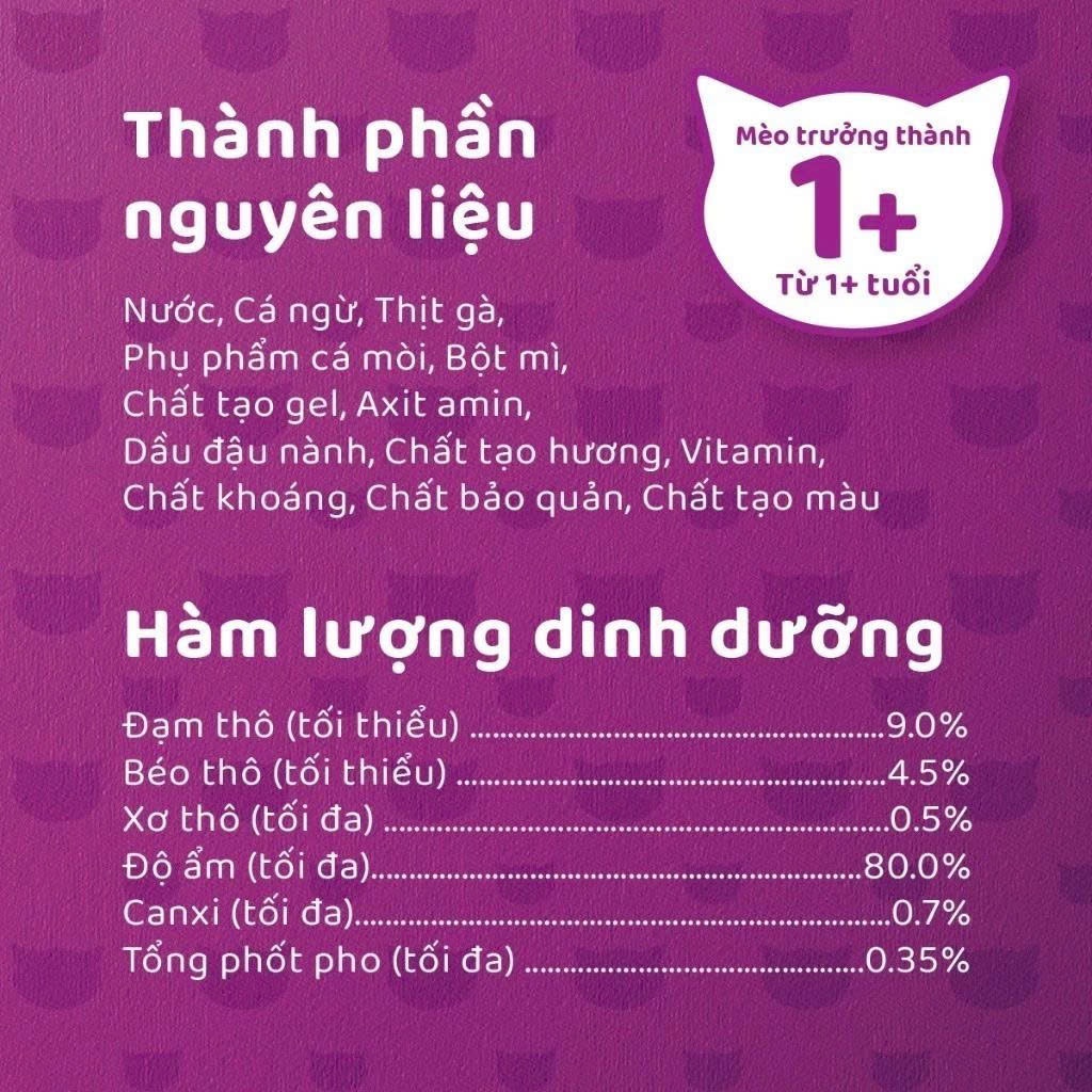 Whiskas Pate Lon 400g Thơm Ngon Dinh Dưỡng Cho Mèo Trưởng Thành - Hương Vị Cá Biển, Cá Mòi, Cá Ngừ