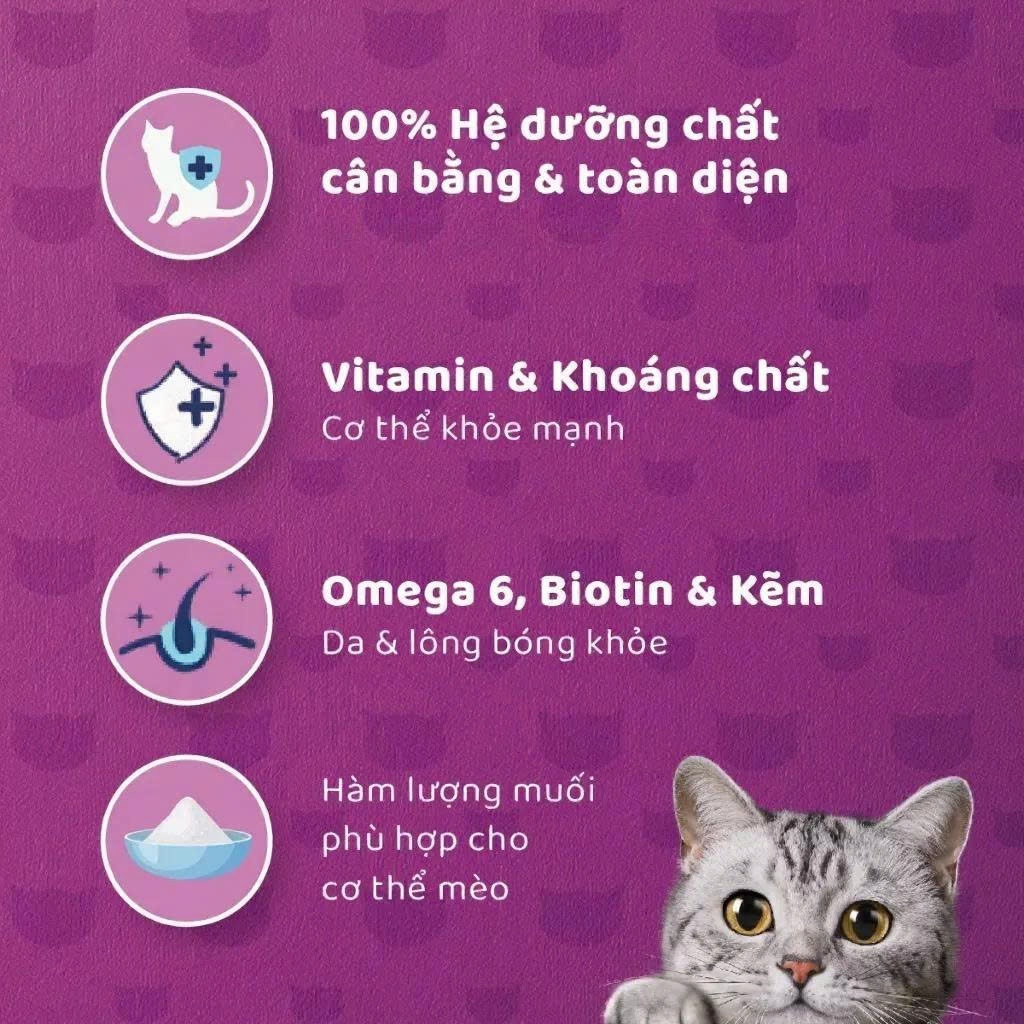 Whiskas Pate Lon 400g Thơm Ngon Dinh Dưỡng Cho Mèo Trưởng Thành - Hương Vị Cá Biển, Cá Mòi, Cá Ngừ