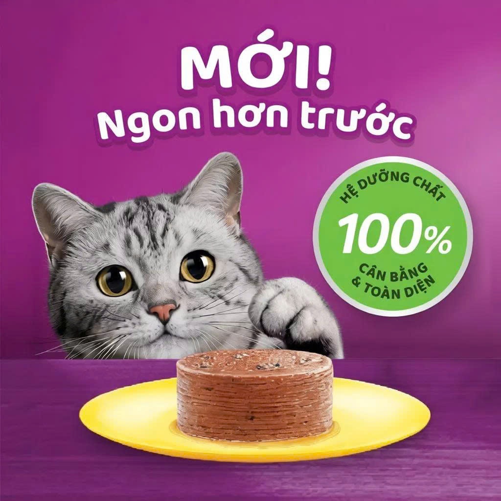 Whiskas Pate Lon 400g Thơm Ngon Dinh Dưỡng Cho Mèo Trưởng Thành - Hương Vị Cá Biển, Cá Mòi, Cá Ngừ