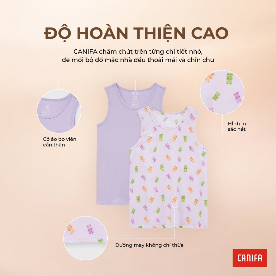 Combo 2 áo mặc nhà bé gái CANIFA áo ba lỗ in họa tiết 1LA26S001