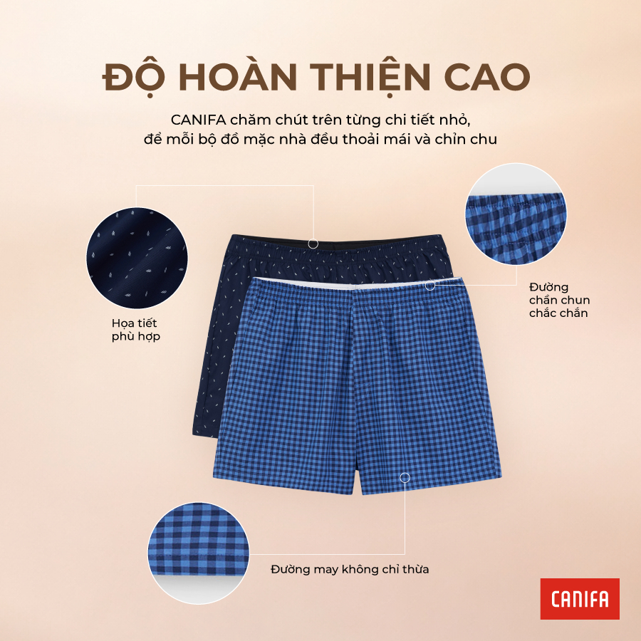 Quần đùi mặc nhà nam CANIFA cạp chun co giãn chất liệu cotton thoáng mát 8LA26A001