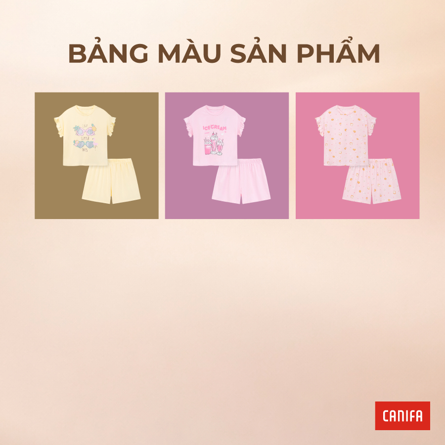 Bộ quần áo bé gái CANIFA cổ tròn cánh tiên in họa tiết 1LS26S009