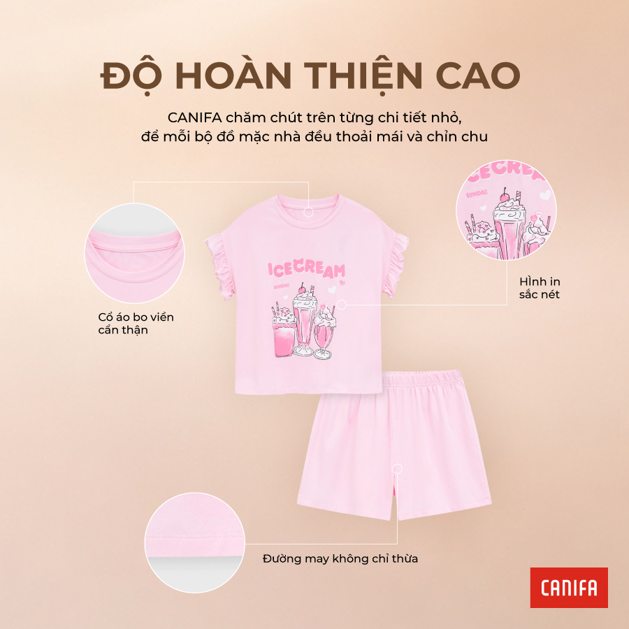 Bộ quần áo bé gái CANIFA cổ tròn cánh tiên in họa tiết 1LS26S009