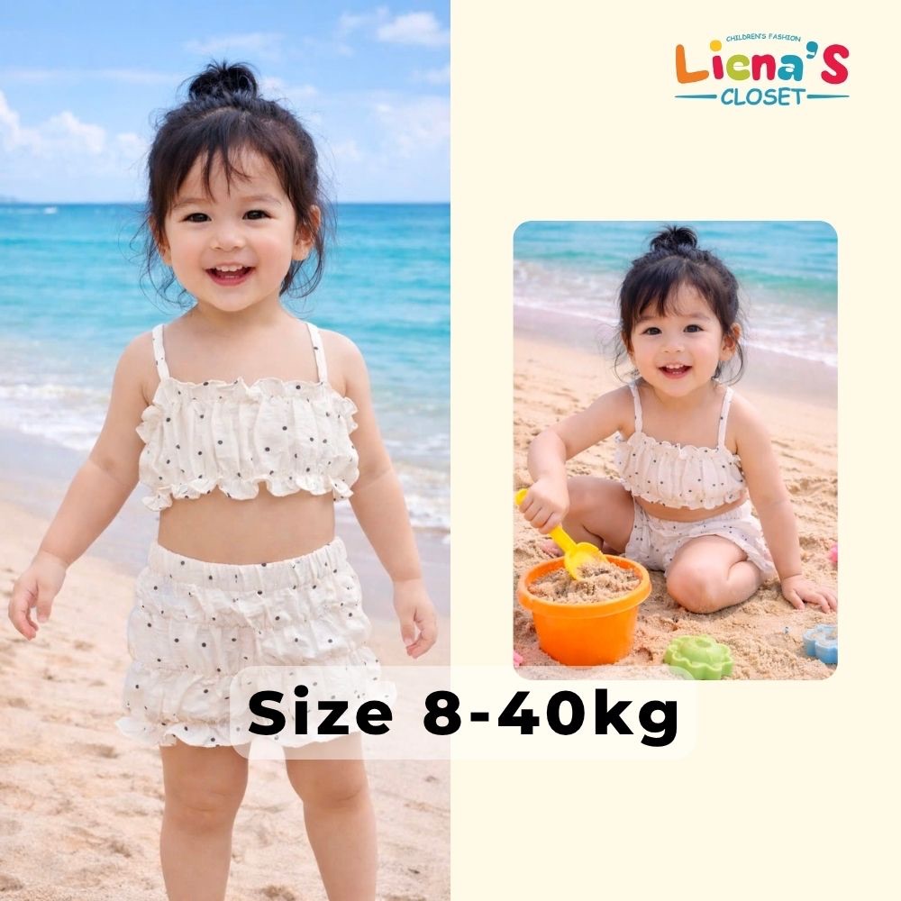 Đồ Bơi Bé Gái 2 Mảnh Bikini Bèo Nhún Chất Đũi Mềm Mát Cho Bé Đi Biển Liena's Closet