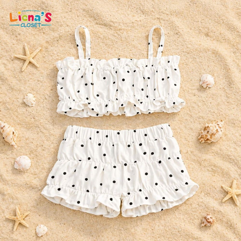 Đồ Bơi Bé Gái 2 Mảnh Bikini Bèo Nhún Chất Đũi Mềm Mát Cho Bé Đi Biển Liena's Closet