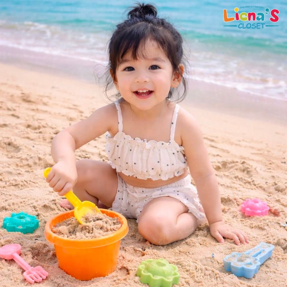 Đồ Bơi Bé Gái 2 Mảnh Bikini Bèo Nhún Chất Đũi Mềm Mát Cho Bé Đi Biển Liena's Closet
