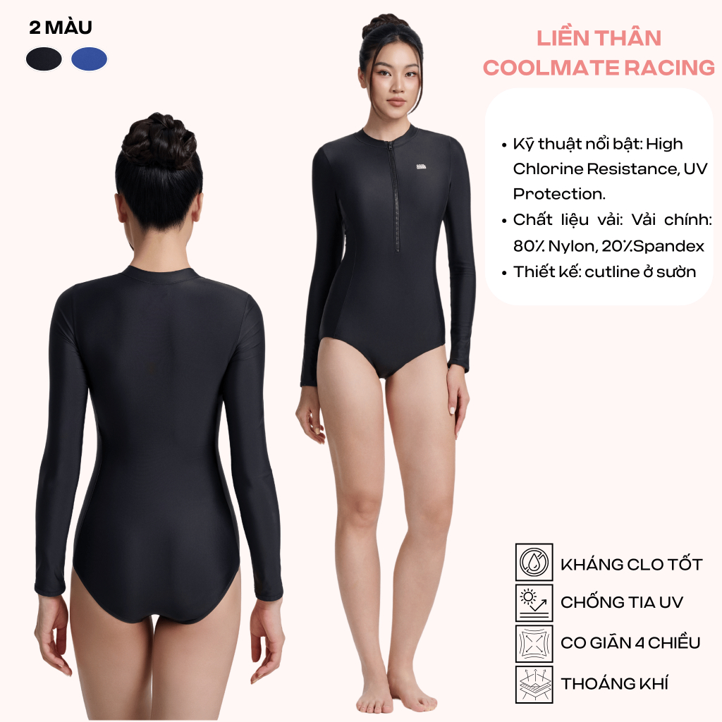 [MUA2GIẢM10%] BST Bikini Coolmate liền thân 1 mảnh cộc/dài tay kín đáo che bụng tôn dáng chống tia UV đi bơi đi biển