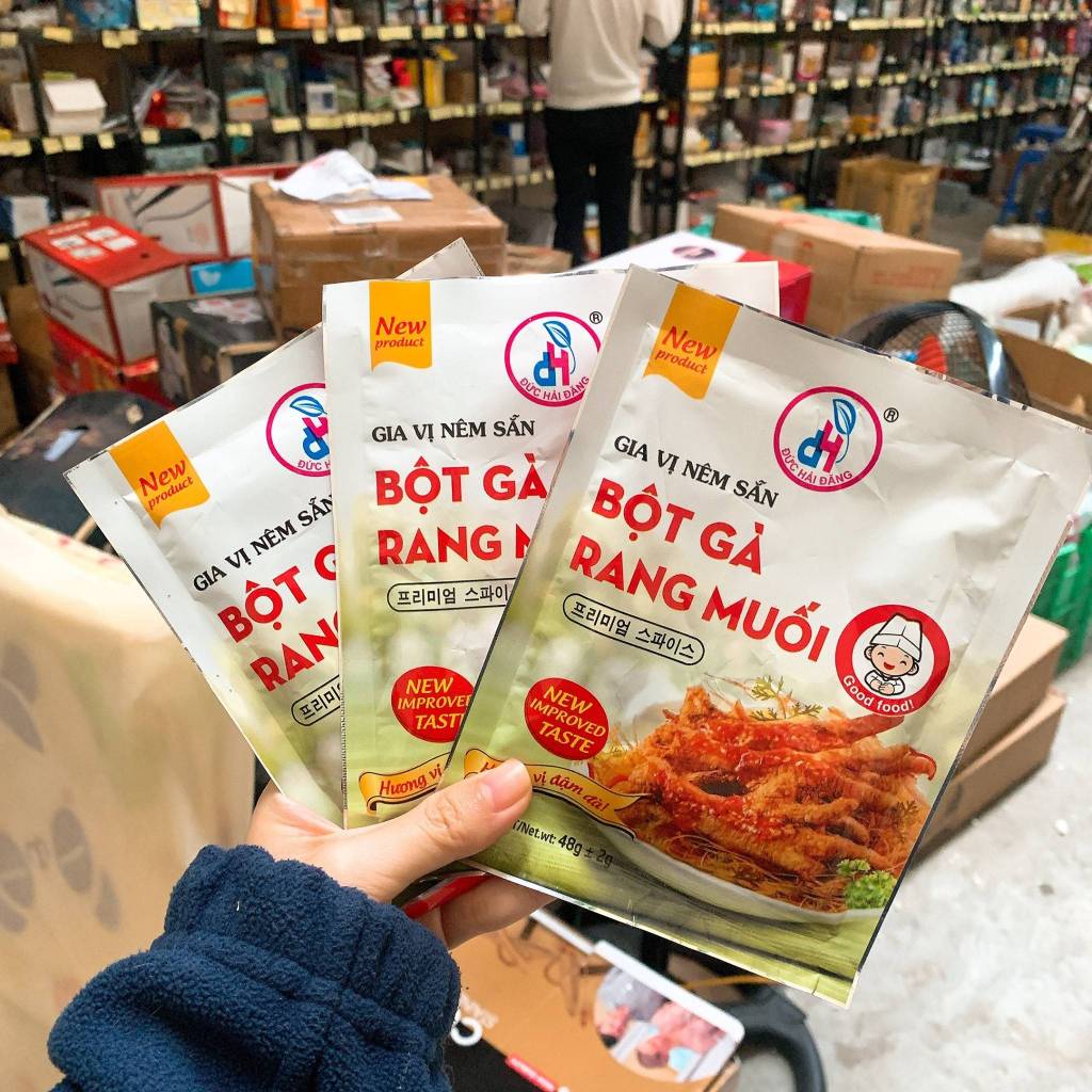 Bột Gà Rang Muối Đức Hải Gia vị tẩm ướp Chiên giòn Đậm đà Thơm Ngon Gói 48g, 400g - Đức hải Food