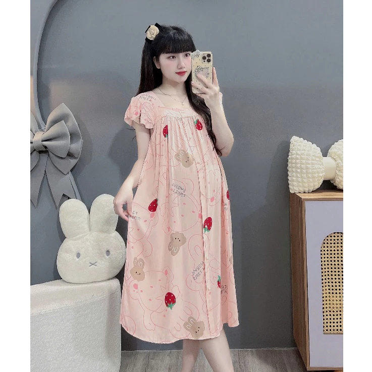 (Có đủ size đến 100kg)Váy lanh bầu bigsize mặc ở nhà,đi ngủ cực mát — thời trang couple Việt Nam