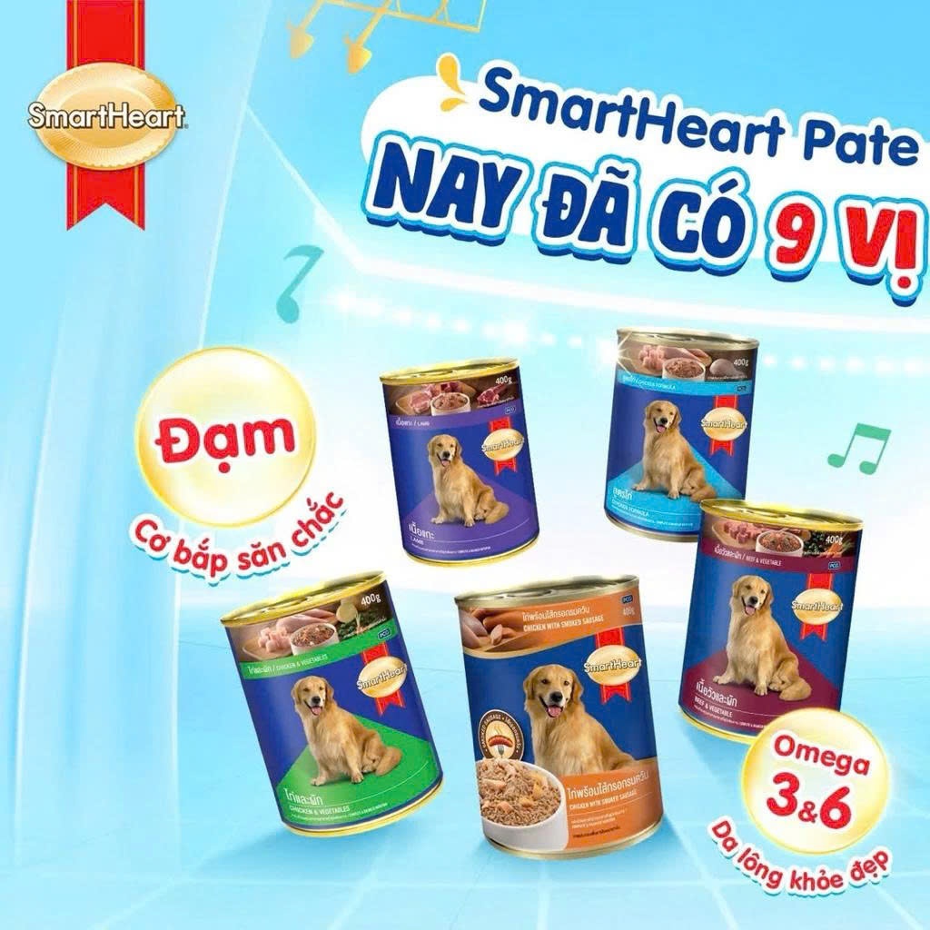 Pate SmartHeart Lon 400g, Bổ Sung Dinh Dưỡng Cho Chó Trưởng Thành
