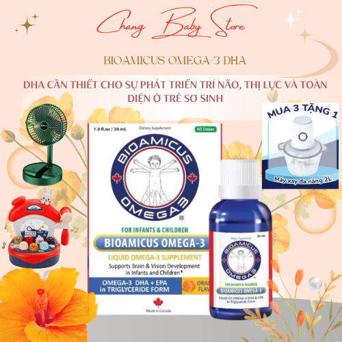 BioAmicus Omega 3 Vị ngon độc quyền chai 30ml date mới