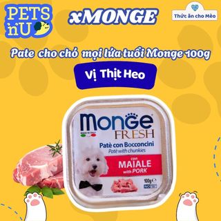 [CHÍNH HÃNG] Pate cho Chó MONGE hộp 100g, từ Thịt và Rau củ quả, cung cấp chất xơ và Vitamin cho Chó