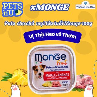 [CHÍNH HÃNG] Pate cho Chó MONGE hộp 100g, từ Thịt và Rau củ quả, cung cấp chất xơ và Vitamin cho Chó