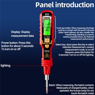 Bút thử điện đa năng ANENG B20 đo điện áp chính xác cao dùng cho sửa chữa mạch điện (Không kèm pin)