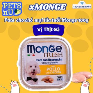 [CHÍNH HÃNG] Pate cho Chó MONGE hộp 100g, từ Thịt và Rau củ quả, cung cấp chất xơ và Vitamin cho Chó