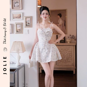 Váy Hai Dây Hoa Nhí Dáng Xòe Phối Nơ Ngực Thiết Kế Tiểu Thư JOLIE