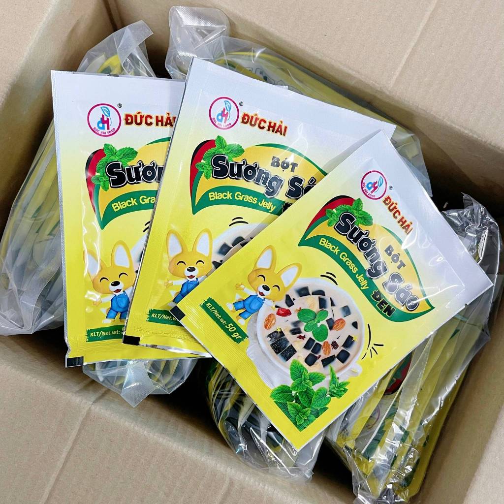 Bột Sương Sáo Đen Đức Hải Gói 50G Nguyên Liệu Làm Thạch Đen Mát Lạnh Giải Nhiệt Thơm Ngon - Đức Hải Food
