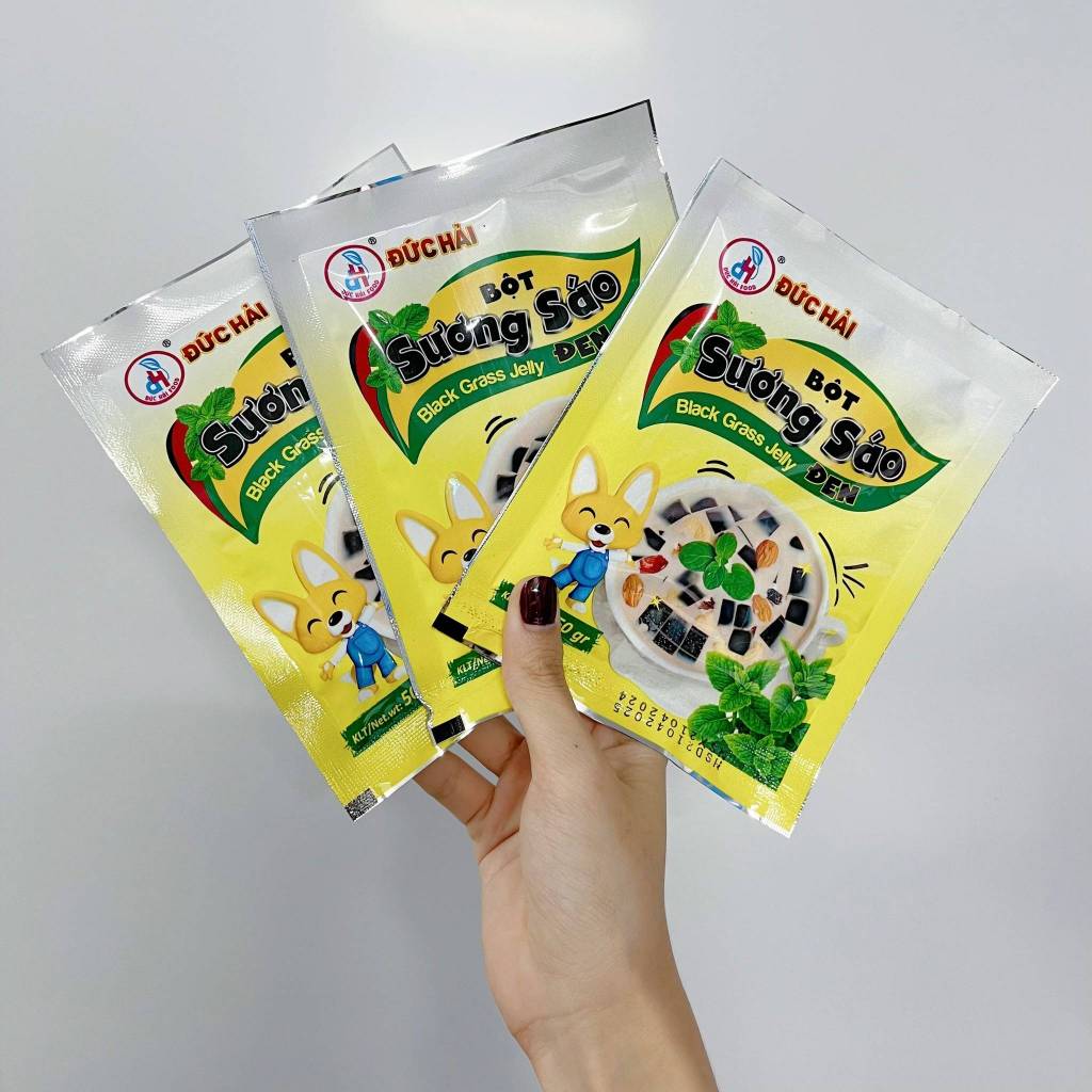 Bột Sương Sáo Đen Đức Hải Gói 50G Nguyên Liệu Làm Thạch Đen Mát Lạnh Giải Nhiệt Thơm Ngon - Đức Hải Food