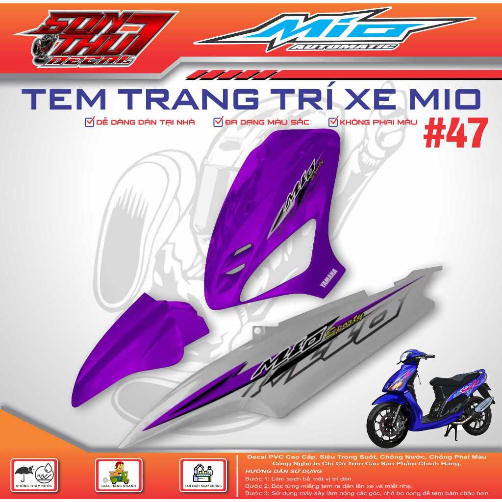 TEM XE MIO SPORT #47 (TEM IN 3 LỚP - SIÊU NÉT - SIÊU ĐẸP - SIÊU CUTE)