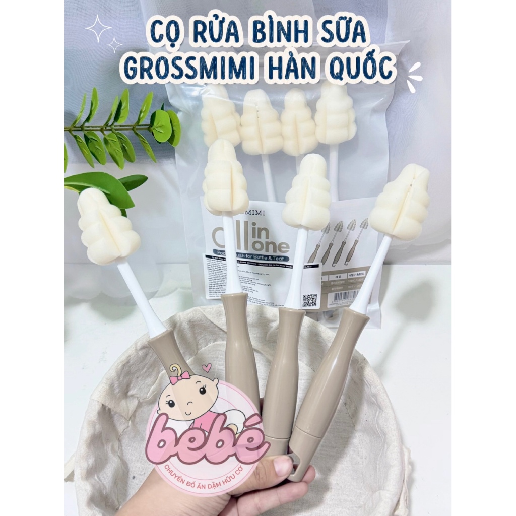 Cọ mút xốp rửa bình sữa Grosmimi, Wesser vệ sinh bình sữa & núm ti cho bé