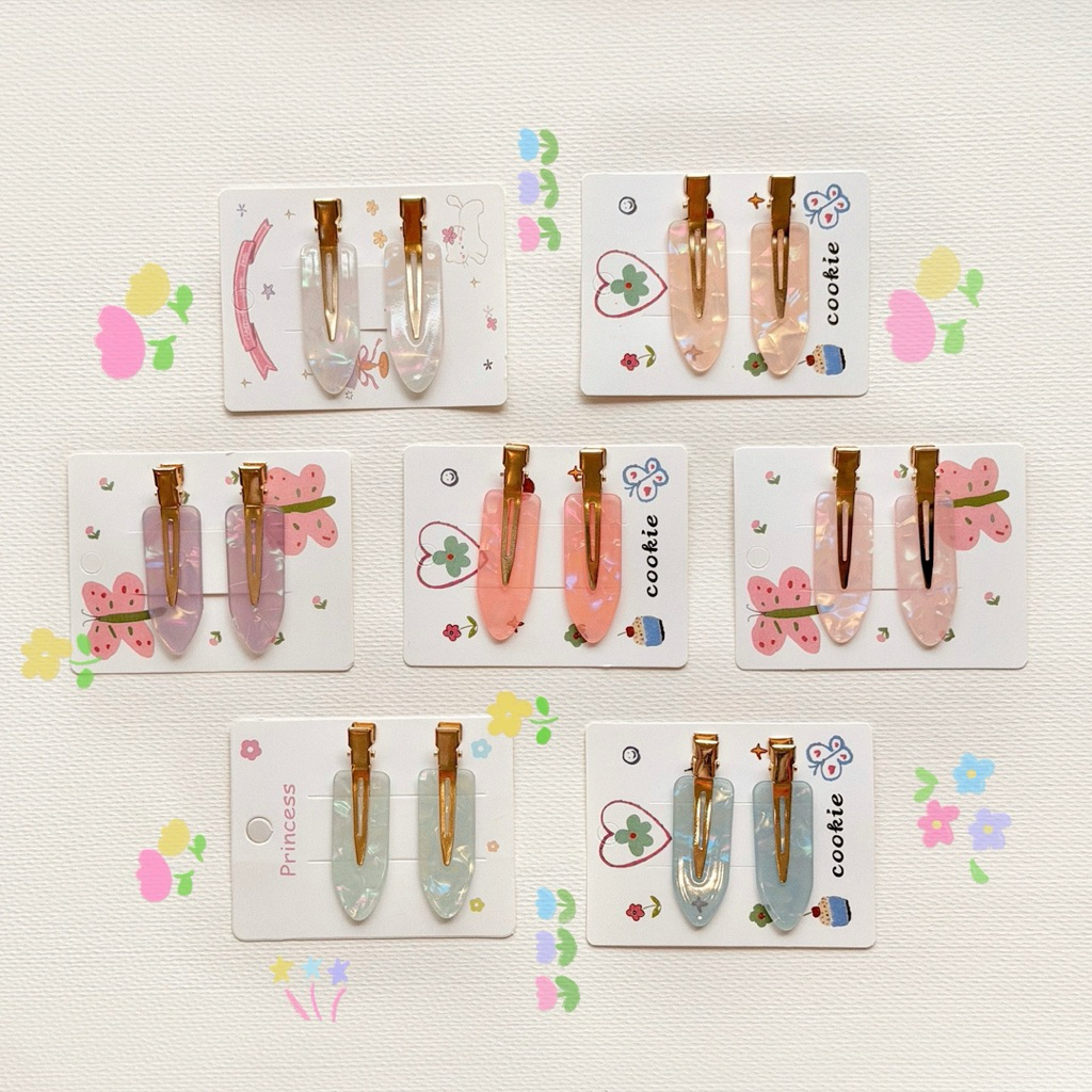 Kẹp Tóc Nhựa Xà Cừ Resin Kẹp Mái Màu Pastel Hologram Kẹp Y2K Tổng Hợp Dễ Thương Handmade Quà Tặng