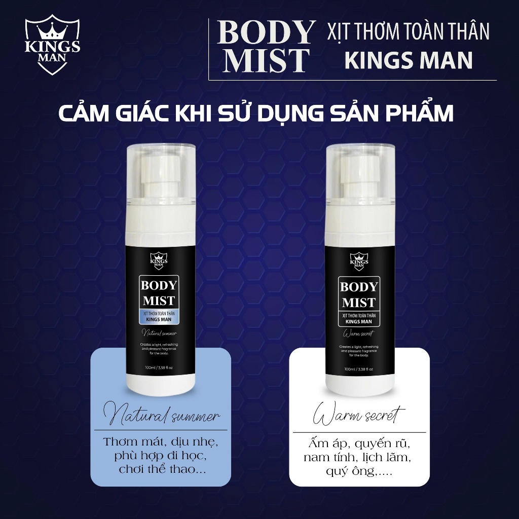 (Mua 1 Nhận 3) Combo quyến rũ Gồm 2 Sữa tắm Kingsman 3in1 350ml Tặng Body Mist 100ml xịt thơm toàn thân | BigBuy360 - bigbuy360.vn