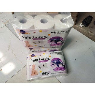 (Mua 1 Tặng 2) Giấy Vệ Sinh Không Lõi Tím Vyly Lovely 6 Cuộn 3 Lớp - Cty Giấy Thành Công Hàng Loại 1 Cao Cấp