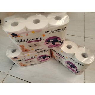 (Mua 1 Tặng 2) Giấy Vệ Sinh Không Lõi Tím Vyly Lovely 6 Cuộn 3 Lớp - Cty Giấy Thành Công Hàng Loại 1 Cao Cấp