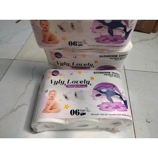 (Mua 1 Tặng 2) Giấy Vệ Sinh Không Lõi Tím Vyly Lovely 6 Cuộn 3 Lớp - Cty Giấy Thành Công Hàng Loại 1 Cao Cấp