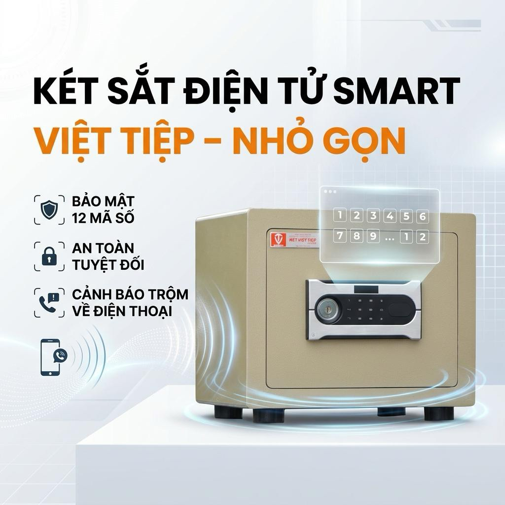 Két sắt mini chống cháy Việt Tiệp KVTSC38DT thép đúc, Kết nối điện thoại thông minh