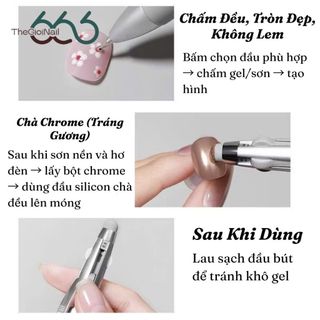 Bút Chấm Nail 5in1 Đa Năng – 4 Đầu Dotting Tool + Đầu Chà Tráng Gương, Bút Vẽ Nail, Chrome Tiện Lợi THEGIOINAIL666