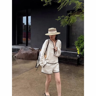 𝗟𝗲 𝗟𝗶𝗻𝗲𝗻-| LY LINEN | Set Linen tay dài chạy viền