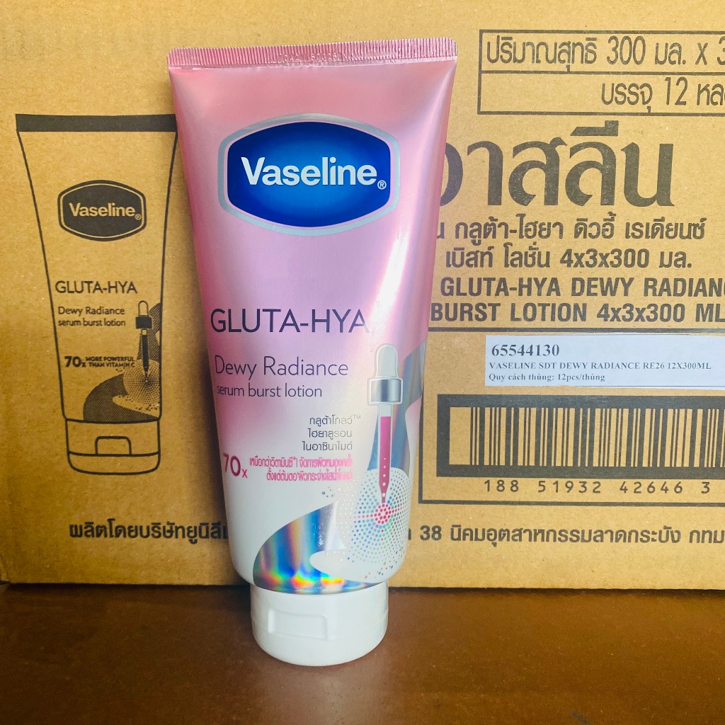 Vaseline Gluta Hya Dewy Radiance 300ml – Lotion Dưỡng Thể Sáng Da, Cấp Ẩm Mịn Màng, Thấm Nhanh Không Bết Dính - Nội Địa