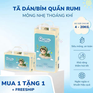1 bich Tã Dán/Bỉm Quần Rumi Siêu Mỏng Mềm Mại, Chống Tràn, Thấm Hút Tốt Đủ Size Cho Bé Từ 4kg - 20kg {Chính Hãng}