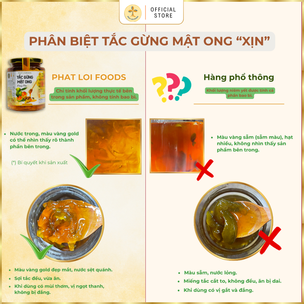 Tắc Gừng Mật Ong Đường Phèn Phat Loi Foods - Tặng Ly Thuỷ Tinh -  KHỐI LƯỢNG THỰC 200g - 350g- 650g