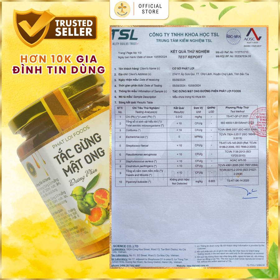 Tắc Gừng Mật Ong Đường Phèn Phat Loi Foods - Tặng Ly Thuỷ Tinh -  KHỐI LƯỢNG THỰC 200g - 350g- 650g