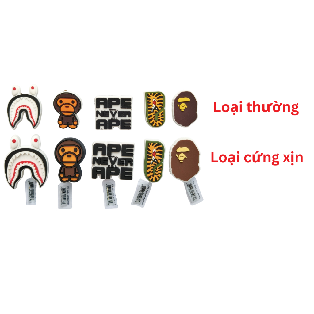 Set 5 charm BABE gắn dép cross, Nút gắn sticker dép cross trang trí cham 2D hoạt hình CROSS TREND