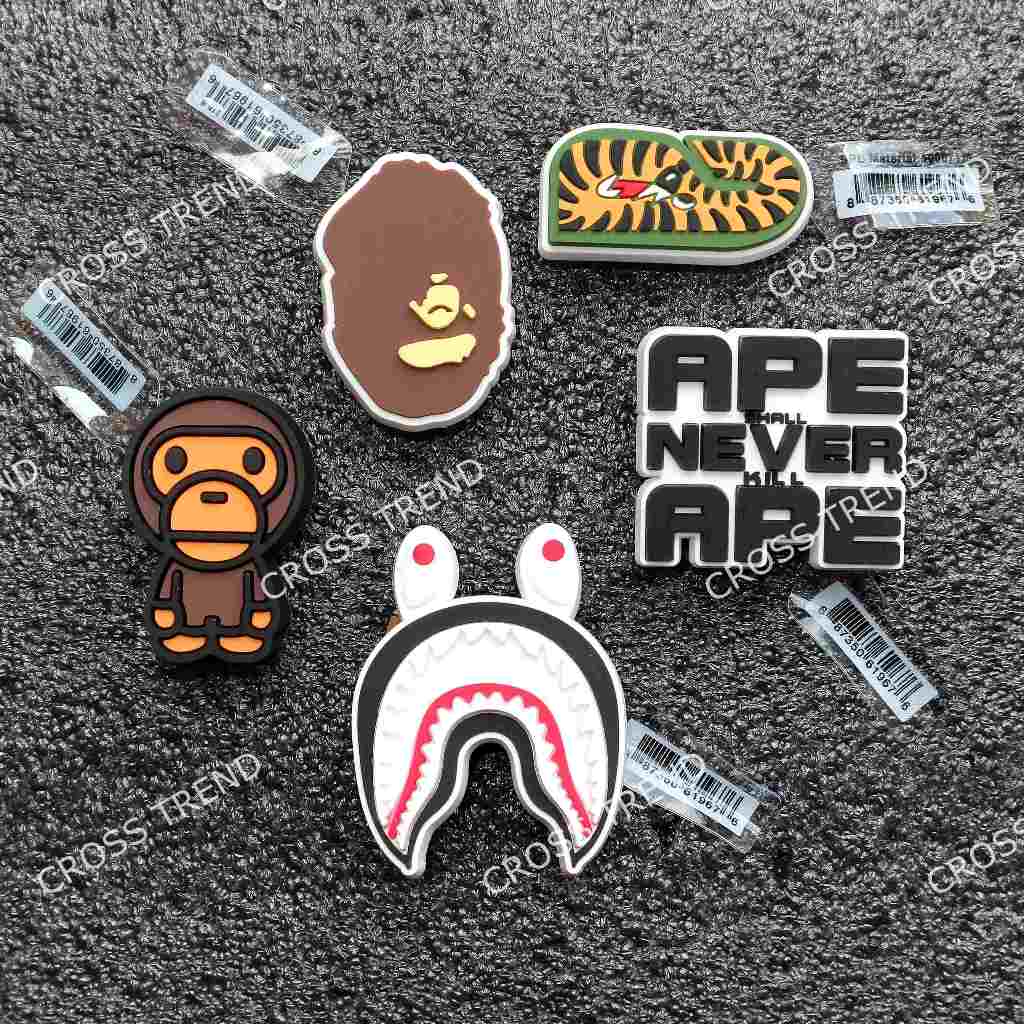 Set 5 charm BABE gắn dép cross, Nút gắn sticker dép cross trang trí cham 2D hoạt hình CROSS TREND
